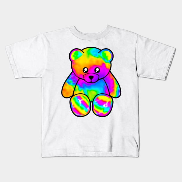 Trippy Tye Dye Bear Kids T-Shirt by BethLeo